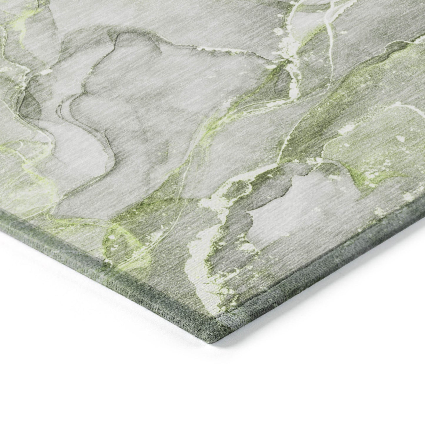 5' X 8' Green Abstract Washable Non Skid Indoor Outdoor Area Rug