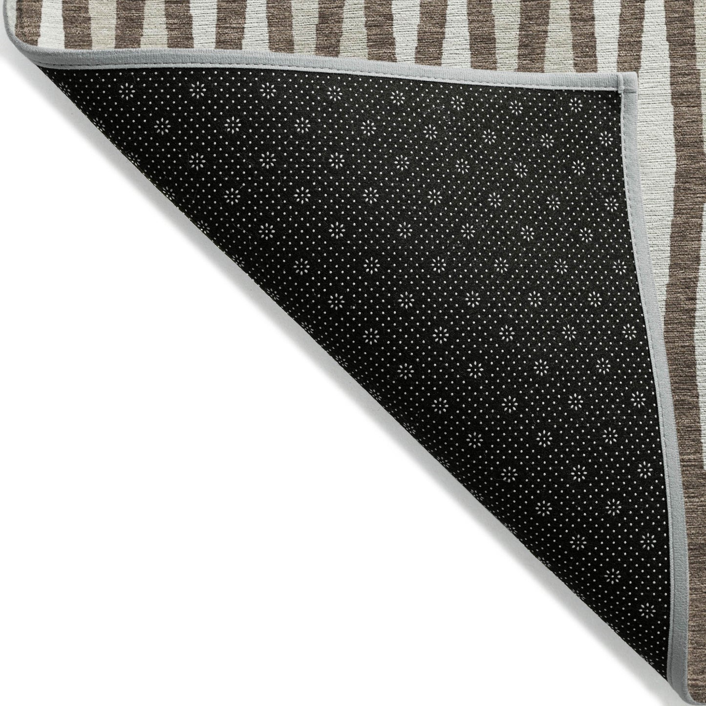 5' X 8' Brown And Ivory Geometric Washable Indoor Outdoor Area Rug