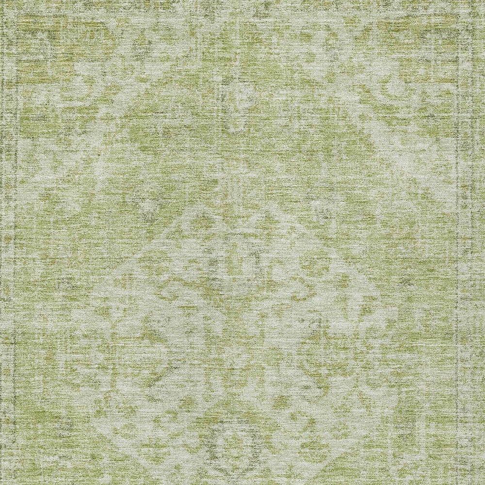 3' X 5' Sage And Ivory Oriental Washable Indoor Outdoor Area Rug
