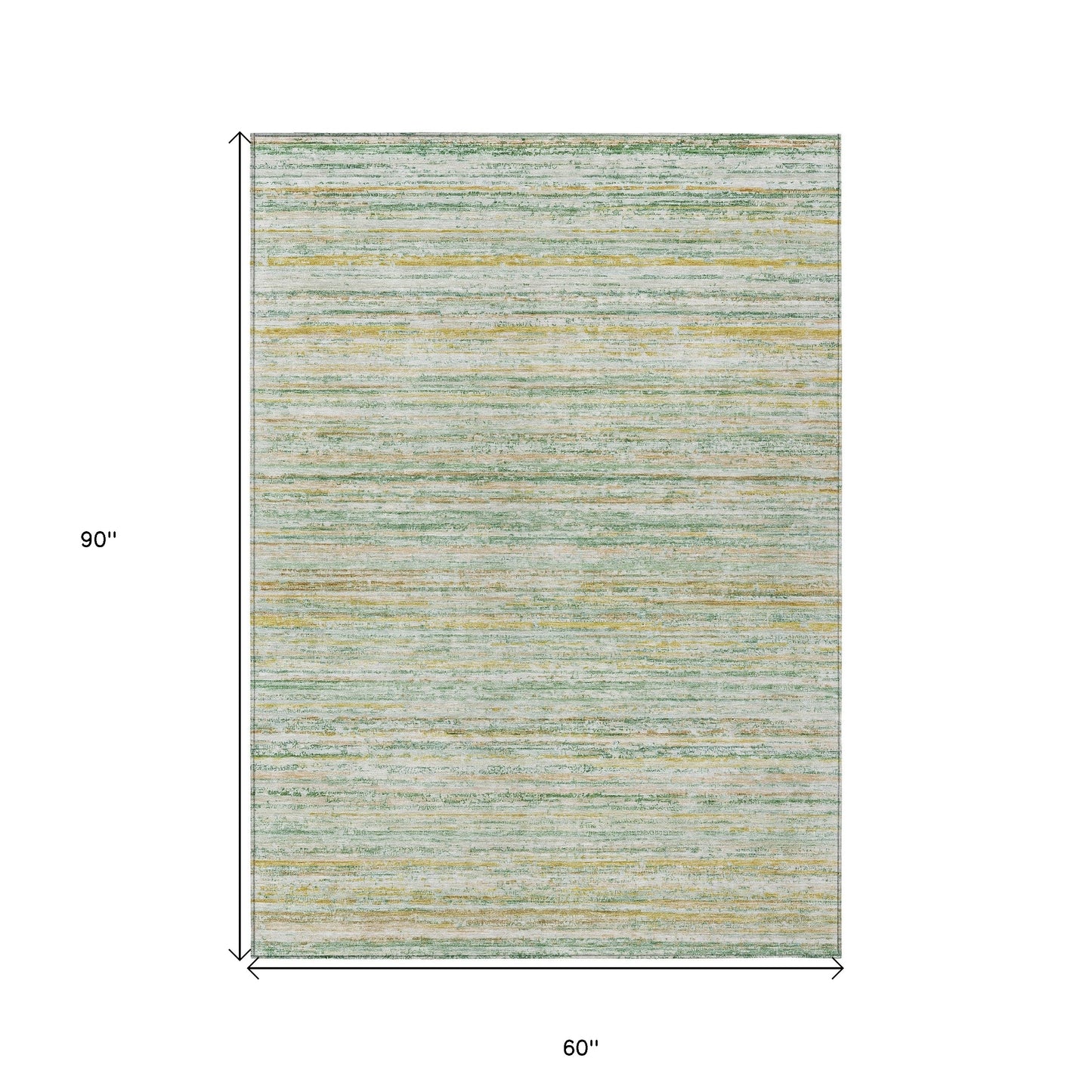 5' X 8' Mint Green Striped Washable Indoor Outdoor Area Rug