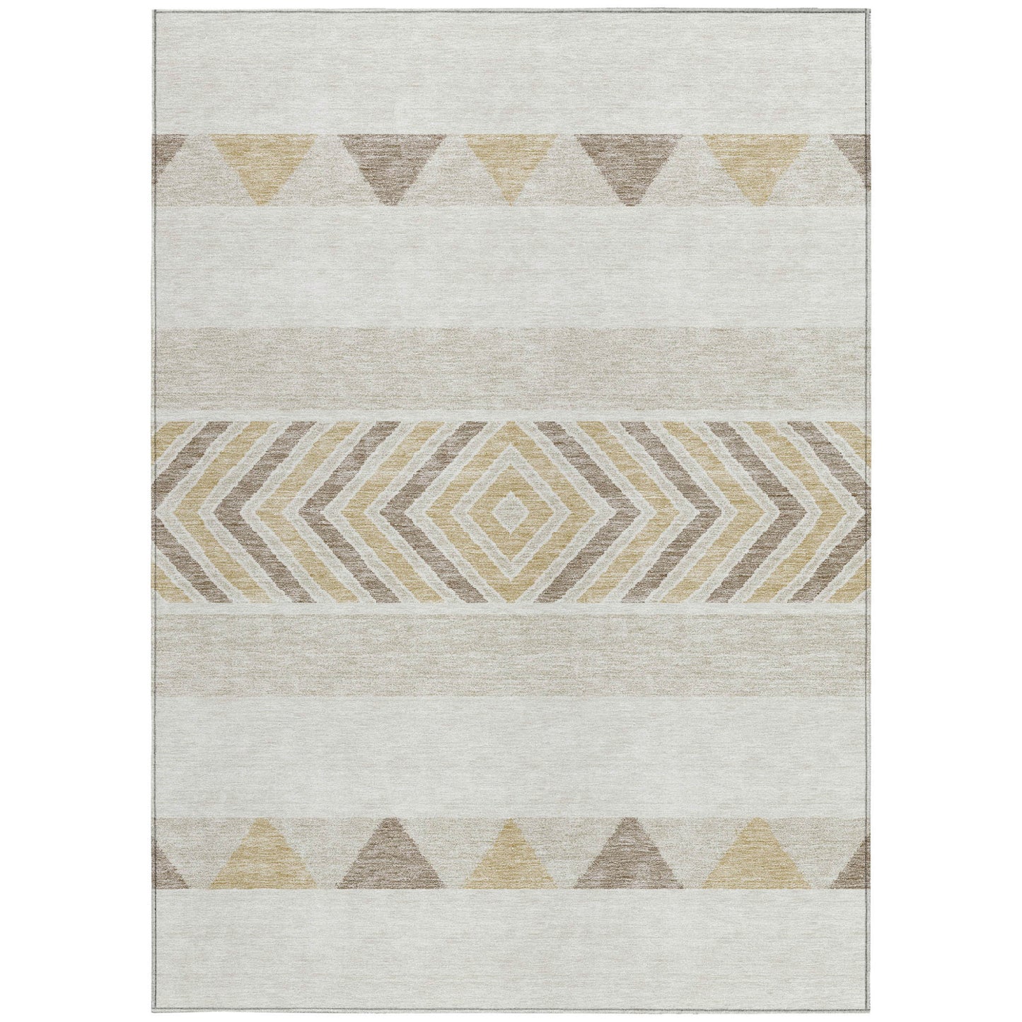 8' X 10' Ivory Beige And Taupe Southwestern Washable Indoor Outdoor Area Rug