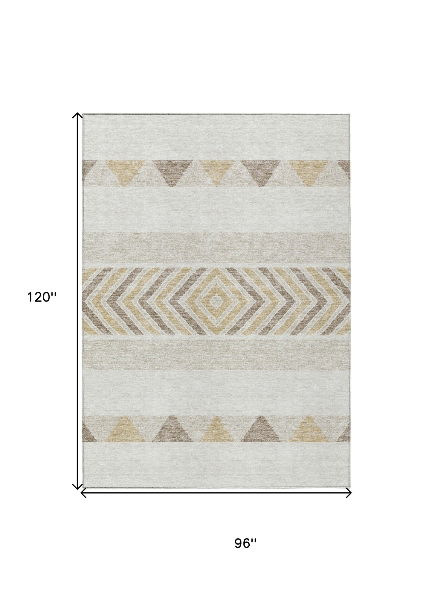 8' X 10' Ivory Beige And Taupe Southwestern Washable Indoor Outdoor Area Rug