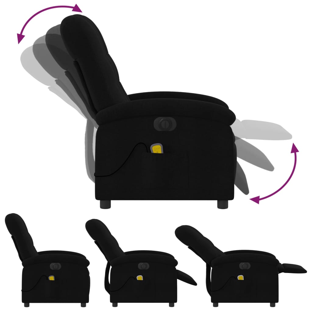 vidaXL Electric Massage Recliner Chair Black Fabric