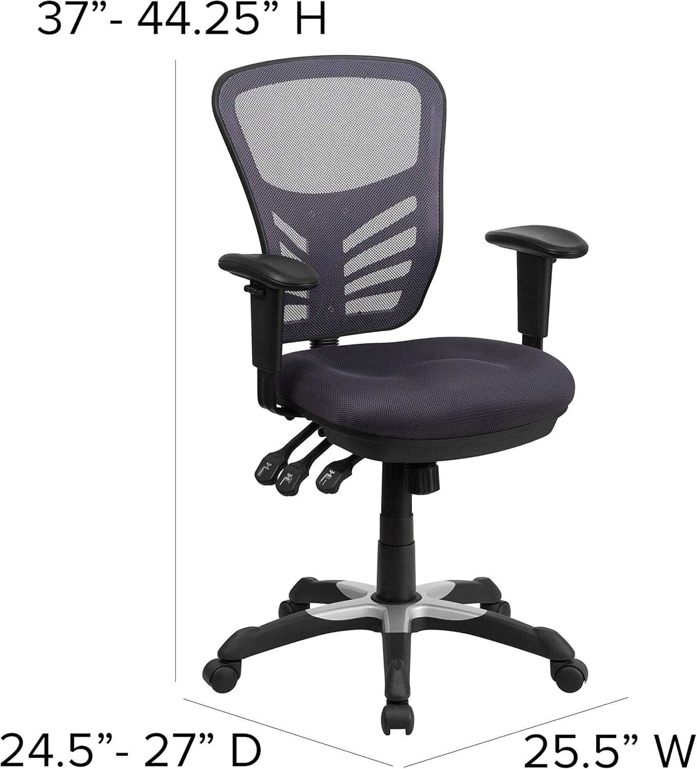 Nicholas Mid-Back Swivel Office and Gaming Chair, Ergonomic Mesh Office Chair with Adjustable Lumbar Support and Height, Dark Gray
