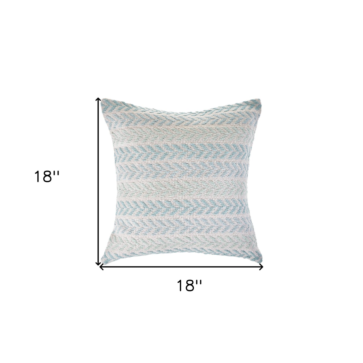 18" Light Blue And White Chevron Cotton Throw Pillow