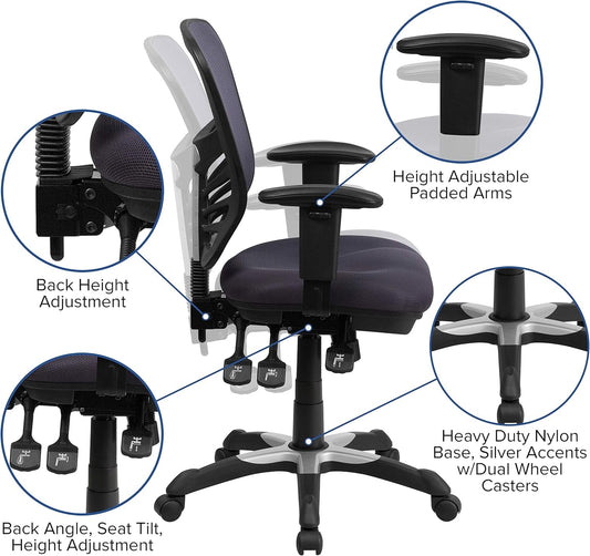 Nicholas Mid-Back Swivel Office and Gaming Chair, Ergonomic Mesh Office Chair with Adjustable Lumbar Support and Height, Dark Gray