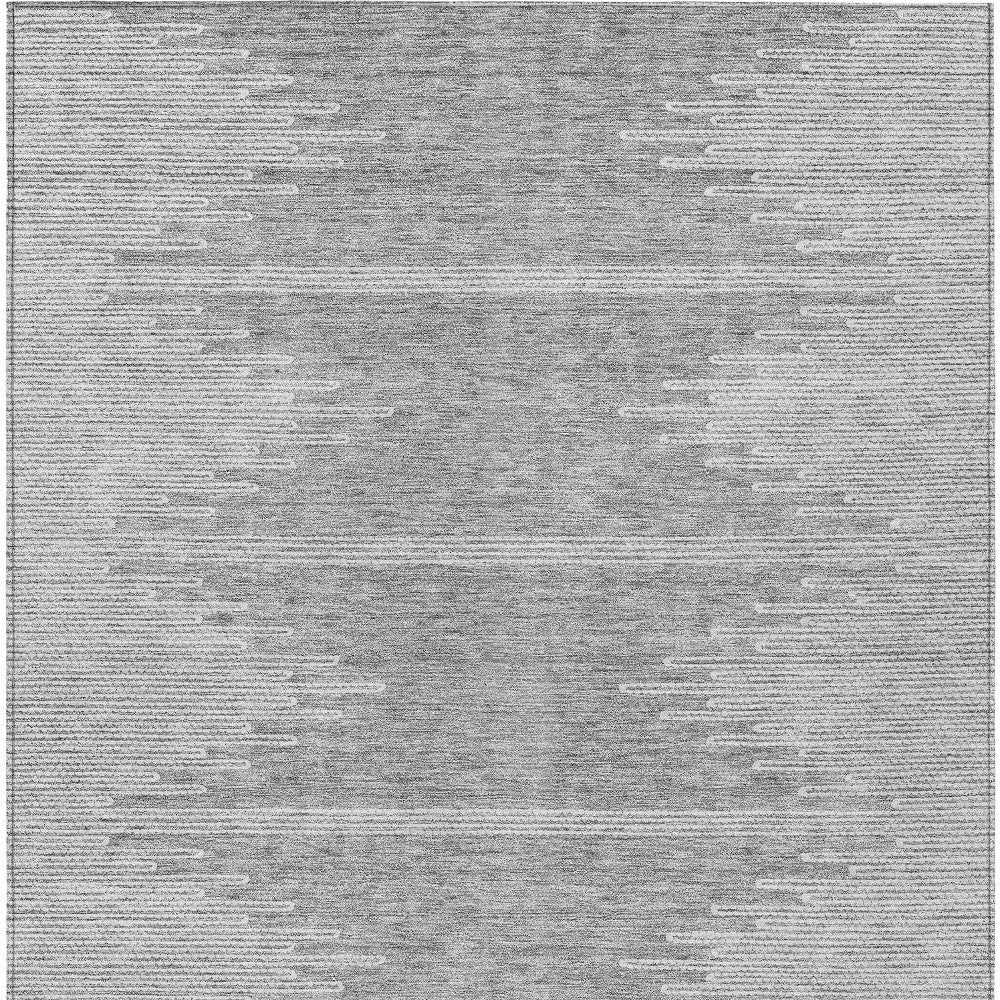 5' X 8' Gray And Ivory Abstract Washable Indoor Outdoor Area Rug