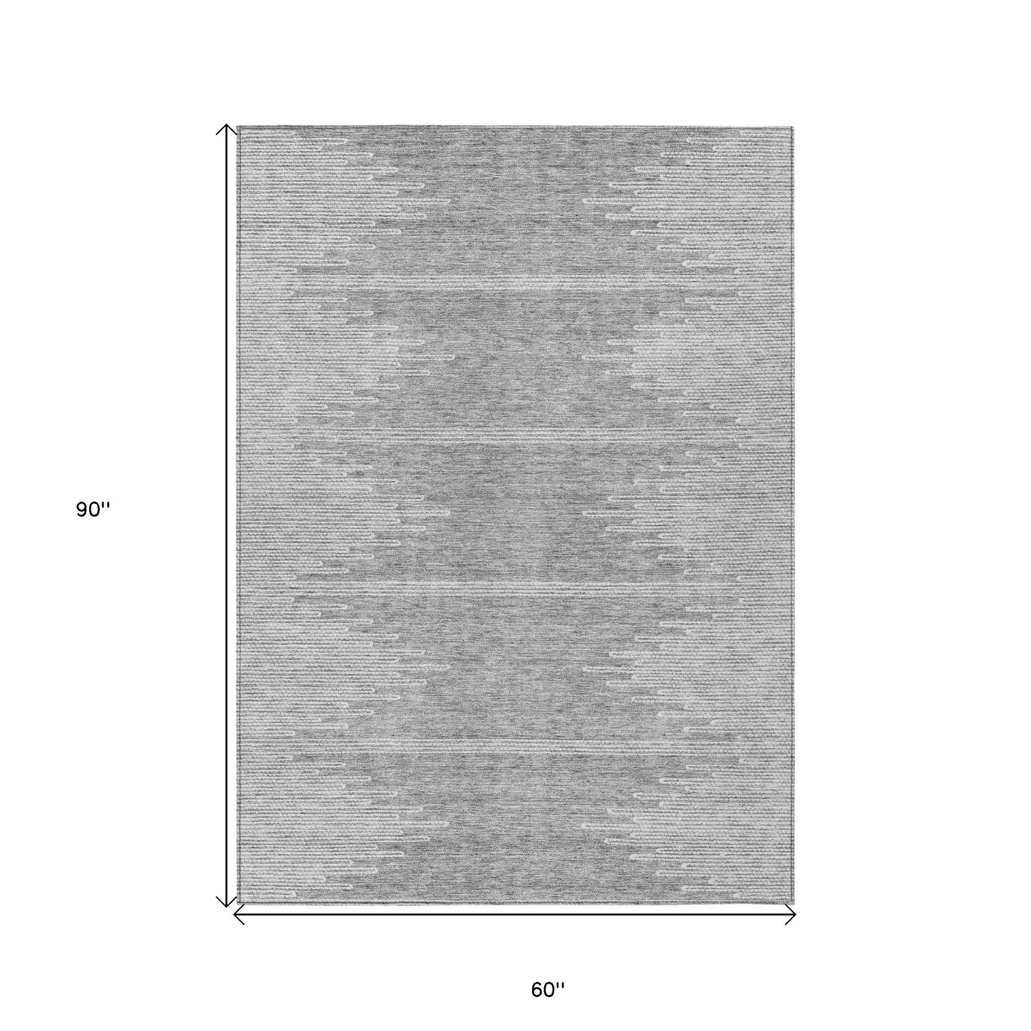 5' X 8' Gray And Ivory Abstract Washable Indoor Outdoor Area Rug