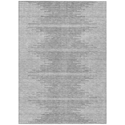 5' X 8' Gray And Ivory Abstract Washable Indoor Outdoor Area Rug