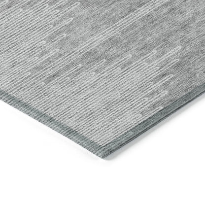 5' X 8' Gray And Ivory Abstract Washable Indoor Outdoor Area Rug