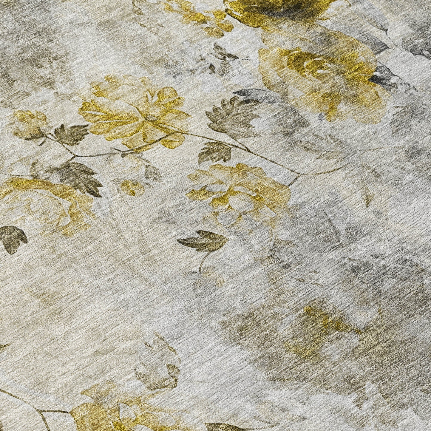 5' X 8' Taupe Ivory And Tan Floral Washable Indoor Outdoor Area Rug