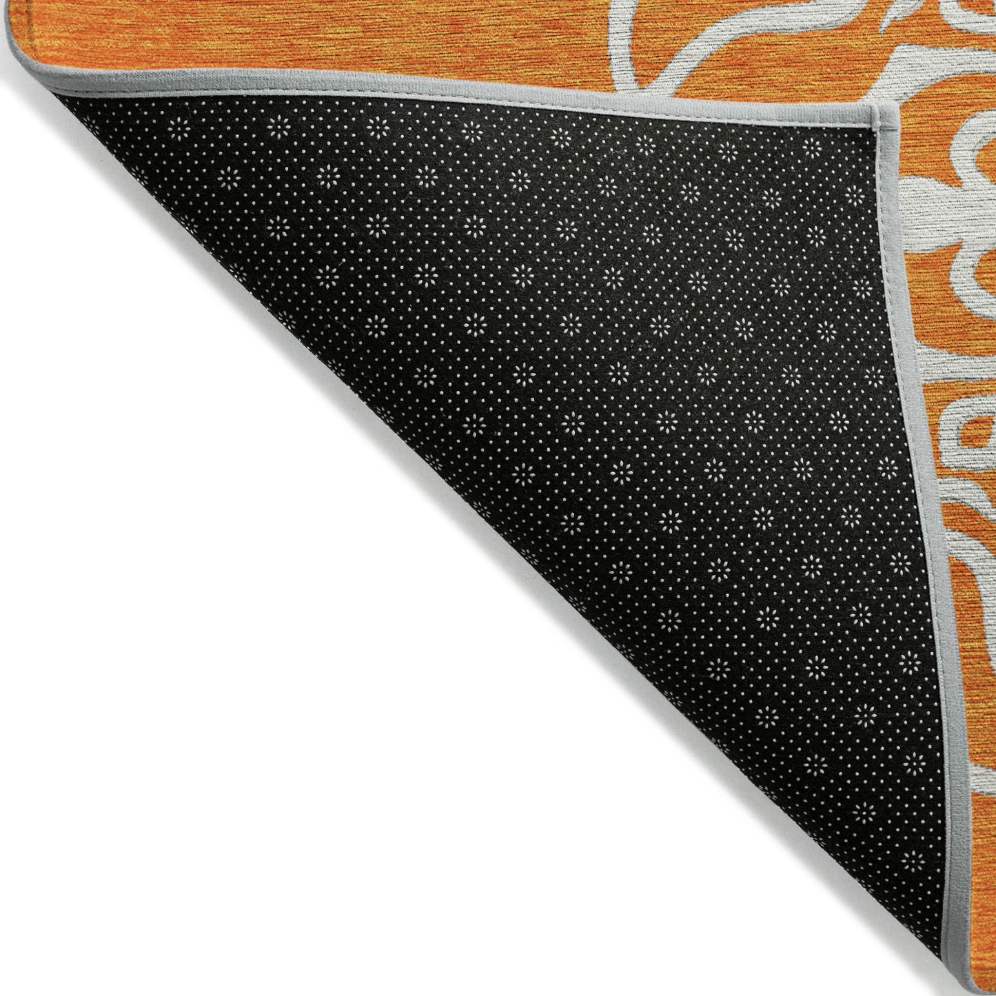 5' X 8' Orange Gray And Ivory Floral Medallion Washable Indoor Outdoor Area Rug