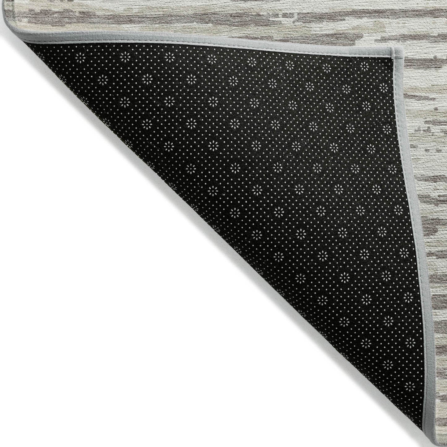 3' X 5' Taupe And Ivory Striped Washable Indoor Outdoor Area Rug
