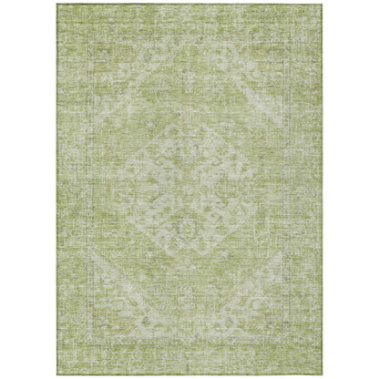 3' X 5' Sage And Ivory Oriental Washable Indoor Outdoor Area Rug