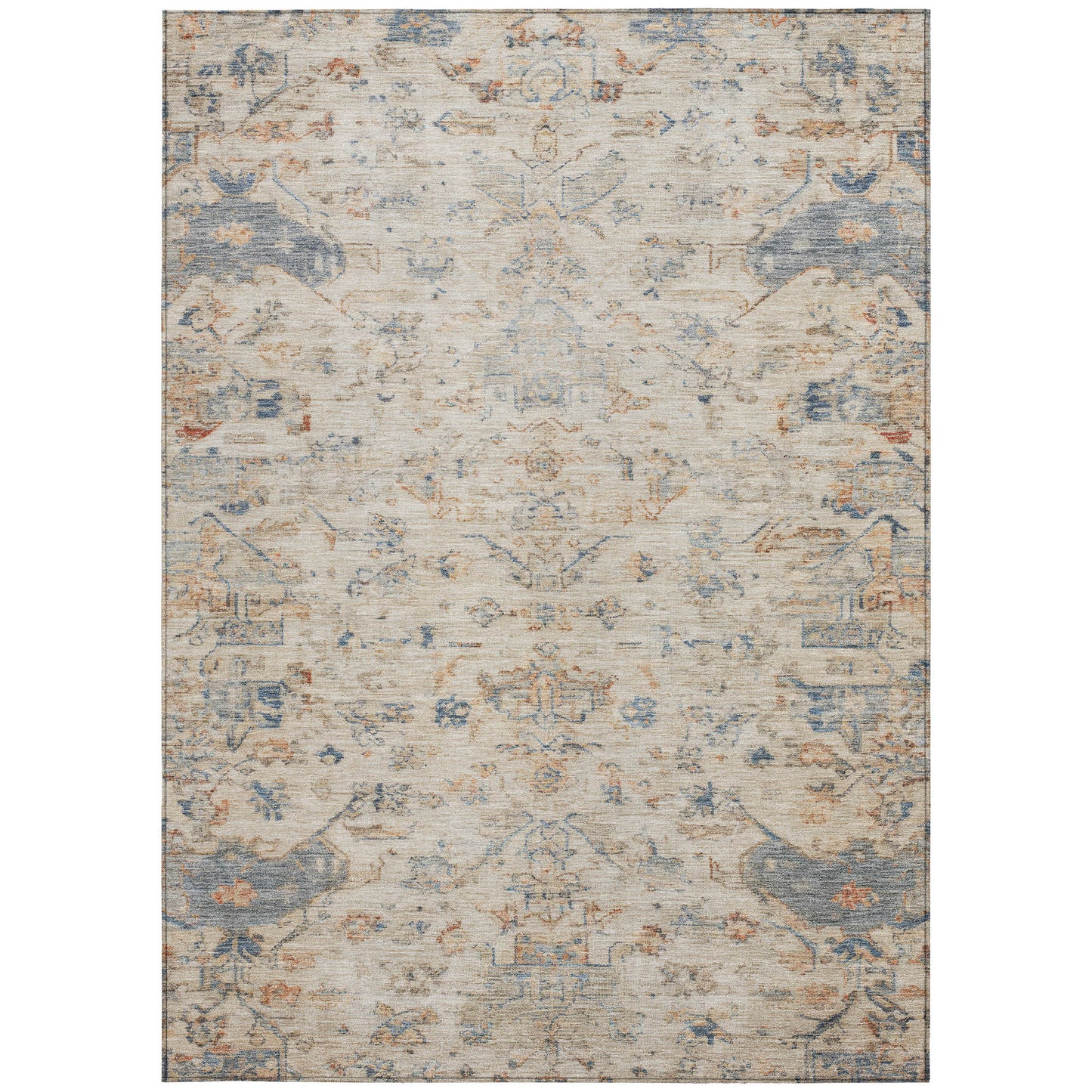 5' X 8' Beige And Gray Medallion Washable Indoor Outdoor Area Rug